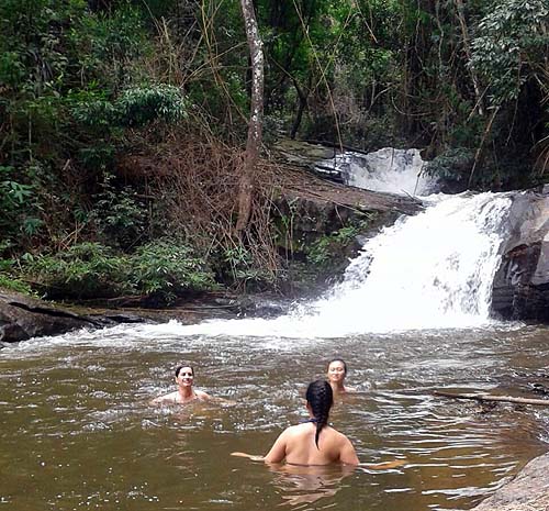 Swimming at waterfall Doi Inthanon National Park Thailand