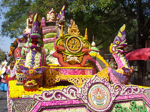 Parade float at the Chiang Mai Thailand Flower Festival