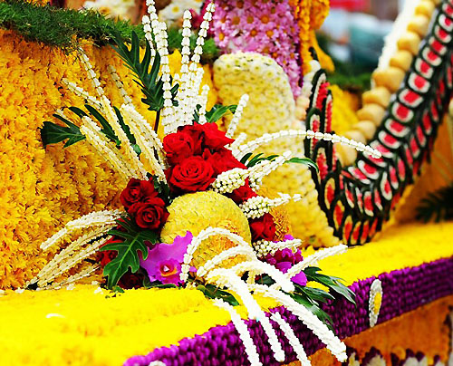 Parade float at the Chiang Mai Thailand Flower Festival