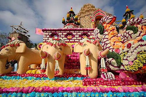Parade float at the Chiang Mai Thailand Flower Festival