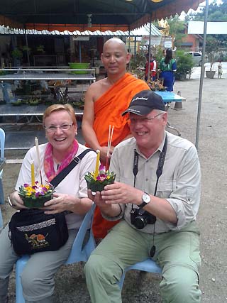 We made our own Krathong at a temple.