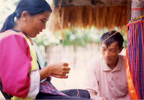 Lisu Woman Sewing at guest home